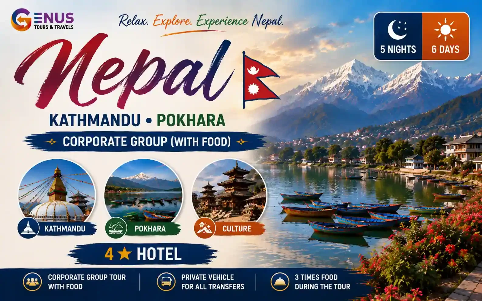 Corporate Group (with Food): Kathmandu, Pokhara (4*) — Best Nepal Vacation Package