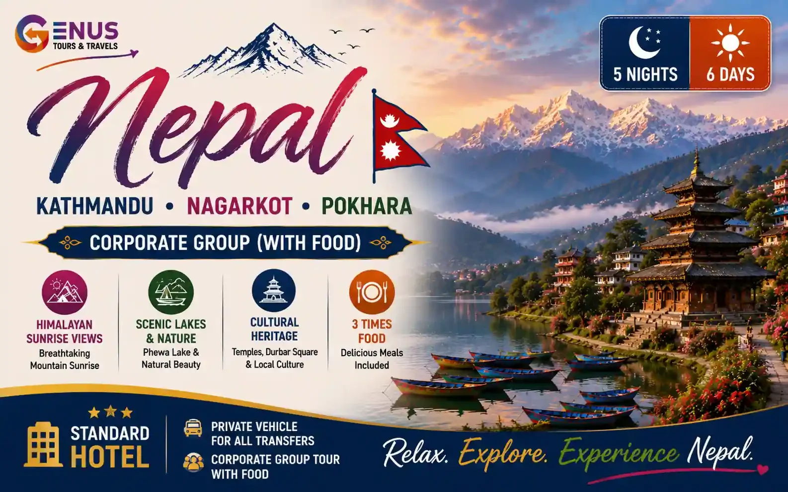 Corporate Group (With Food): Kathmandu, Nagarkot, Pokhara — Best Nepal Vacation Package