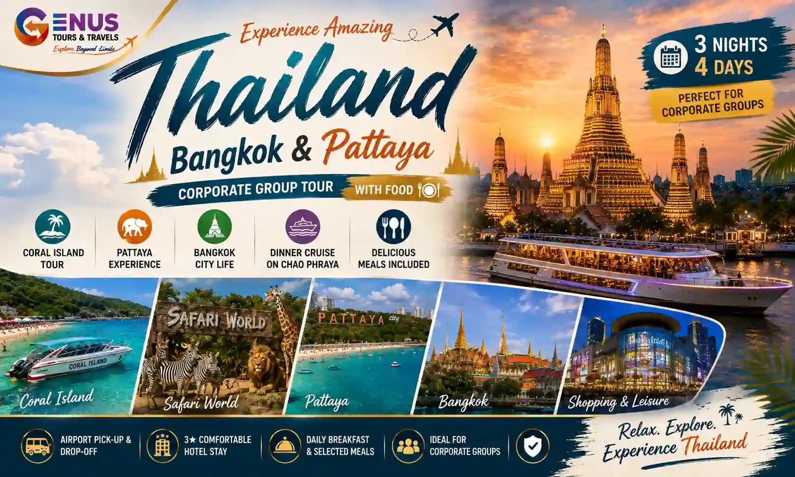 Corporate Group (with Food): Bangkok, Pattaya — Best Thailand Vacation Package