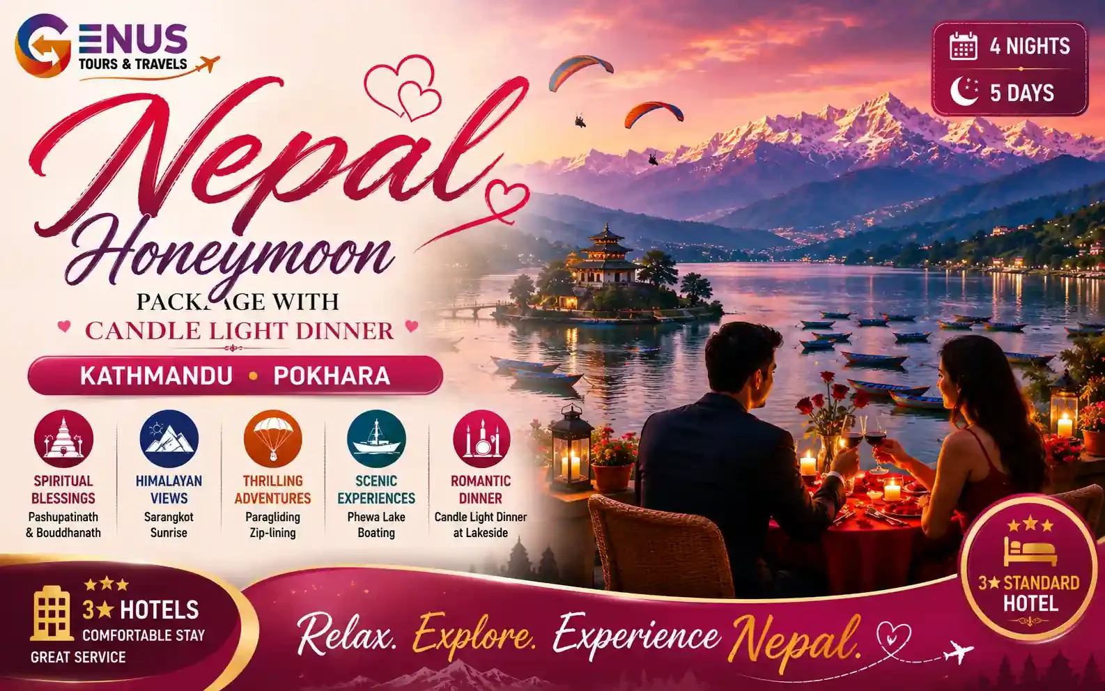 Honeymoon Package With Candle Light Dinner — Best Nepal Vacation Package