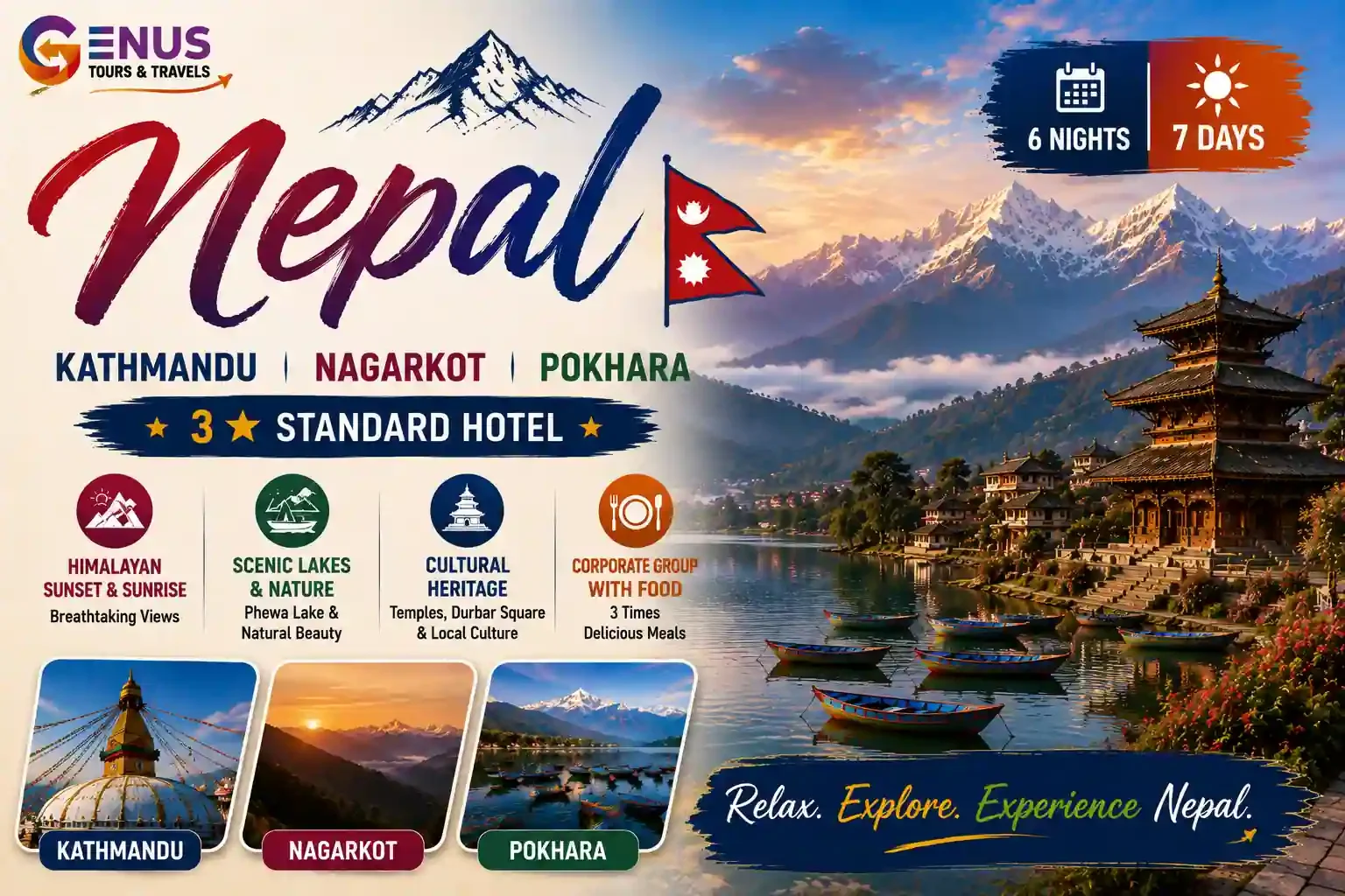 Kathmandu, Nagarkot, Pokhara - 3* — Best Nepal Vacation Package